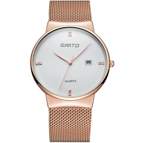 wristwatches gimto super thin men wrist watch simple fashion business casual stainless steel calendar quartz gift, Slivery;brown